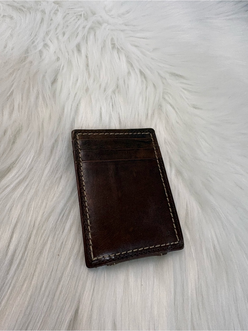 (132)Fossil Dark Brown Leather Card & Key Holder